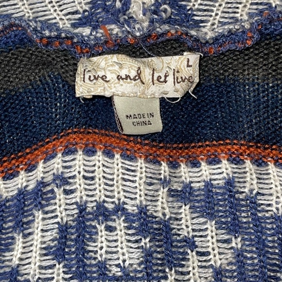 live and let live Bohemian MaximalistGraphic Knit Hooded Cardigan Sweater Size L - Picture 7 of 9